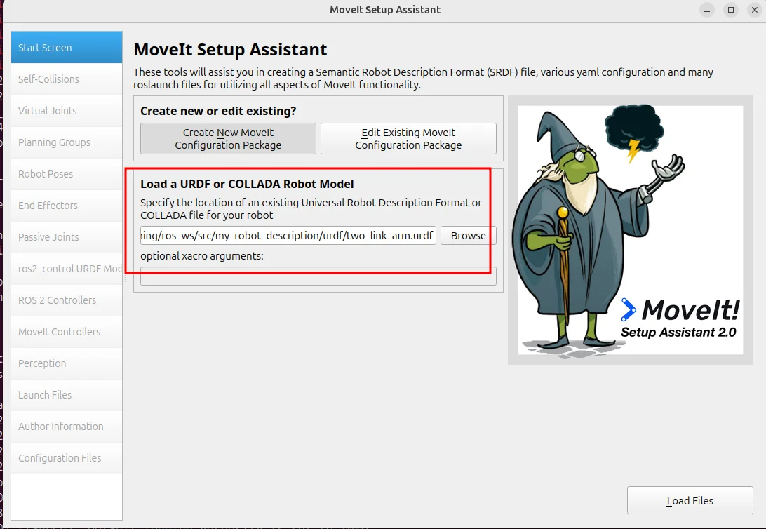 MoveIt Setup Assistant 界面