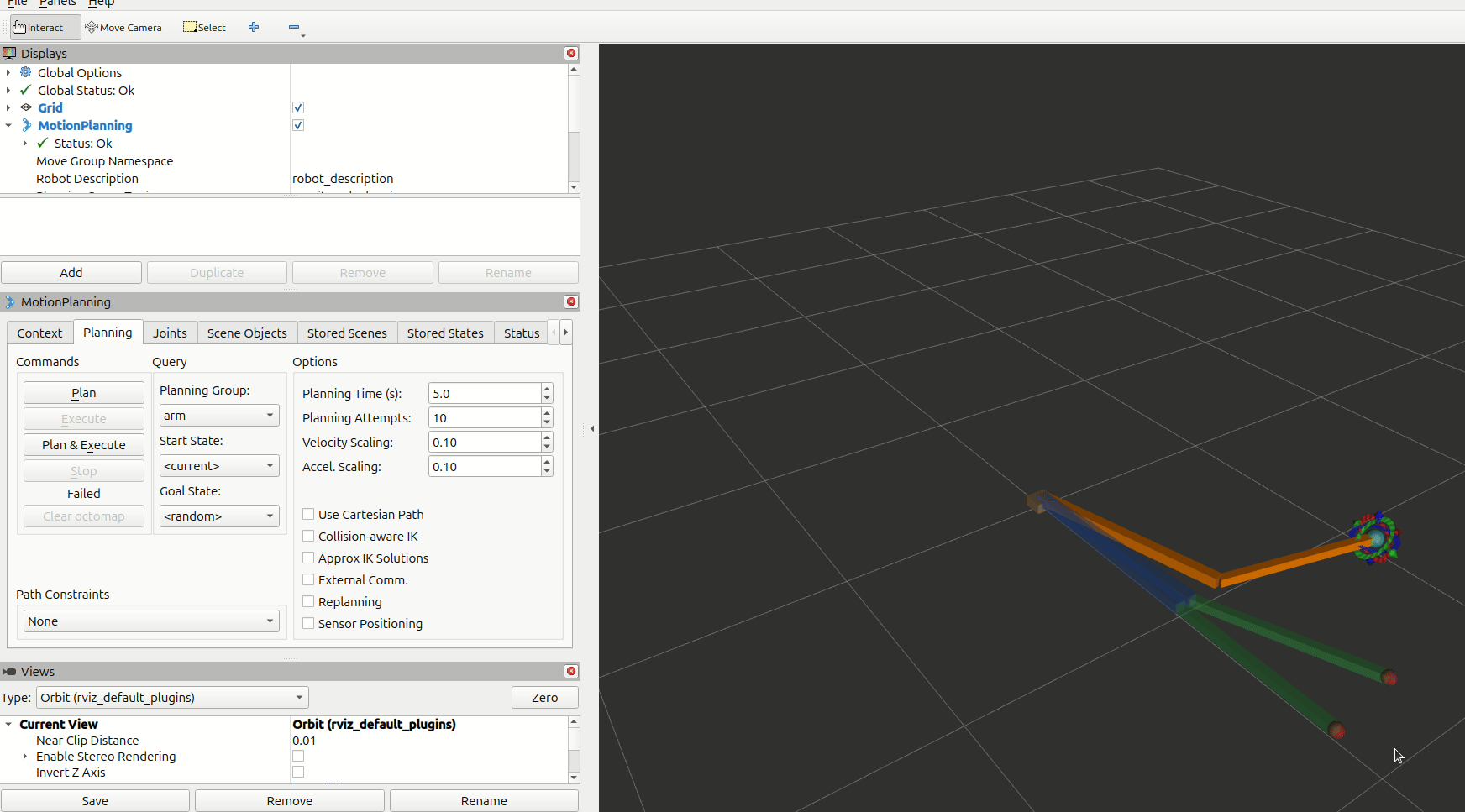 RViz2 MotionPlanning 面板