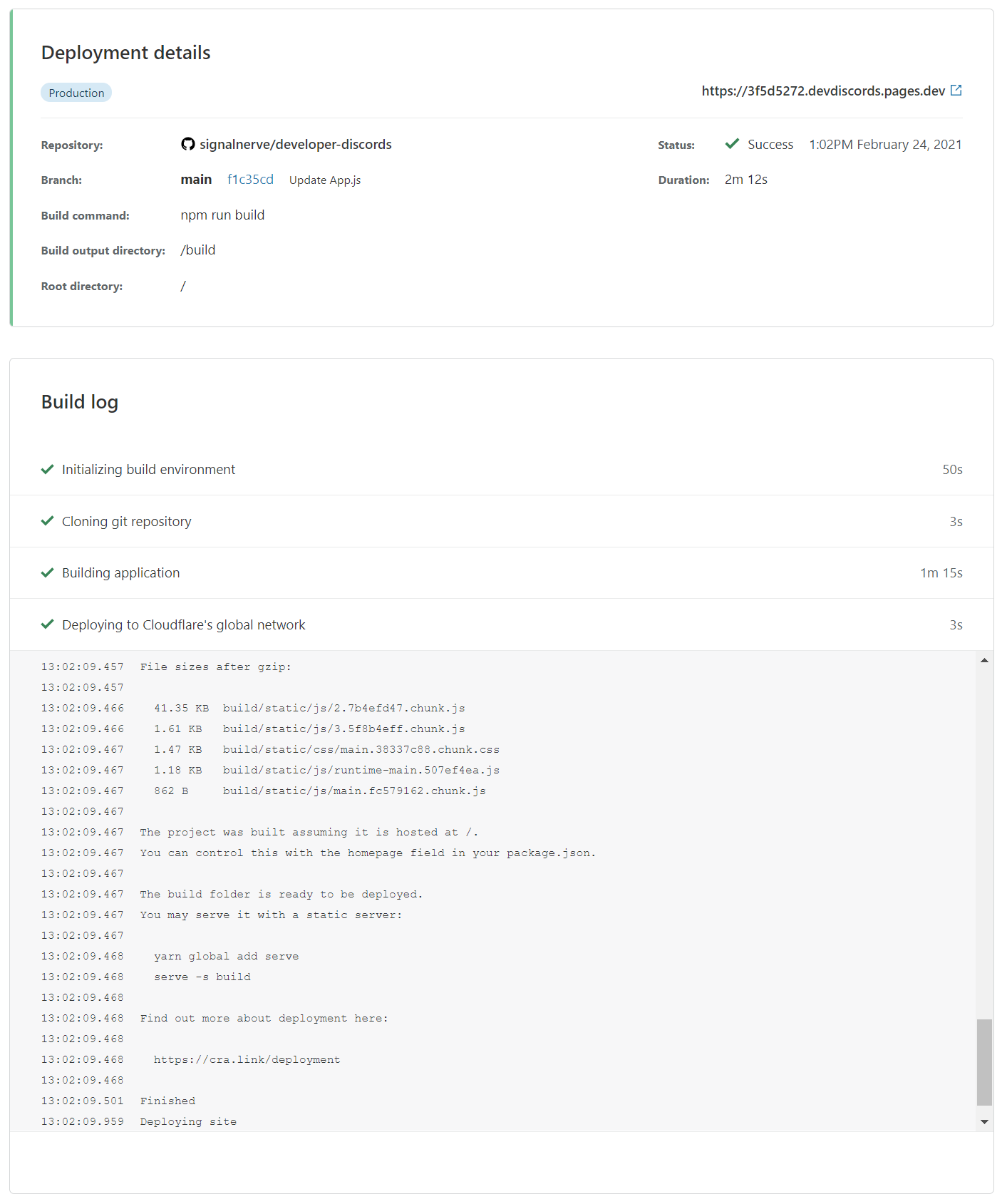 Cloudflare Pages 部署日志(官方文档界面图)