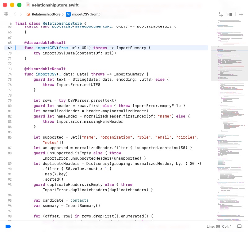 CSV parsing, header validation, and safe deduplication in Xcode
