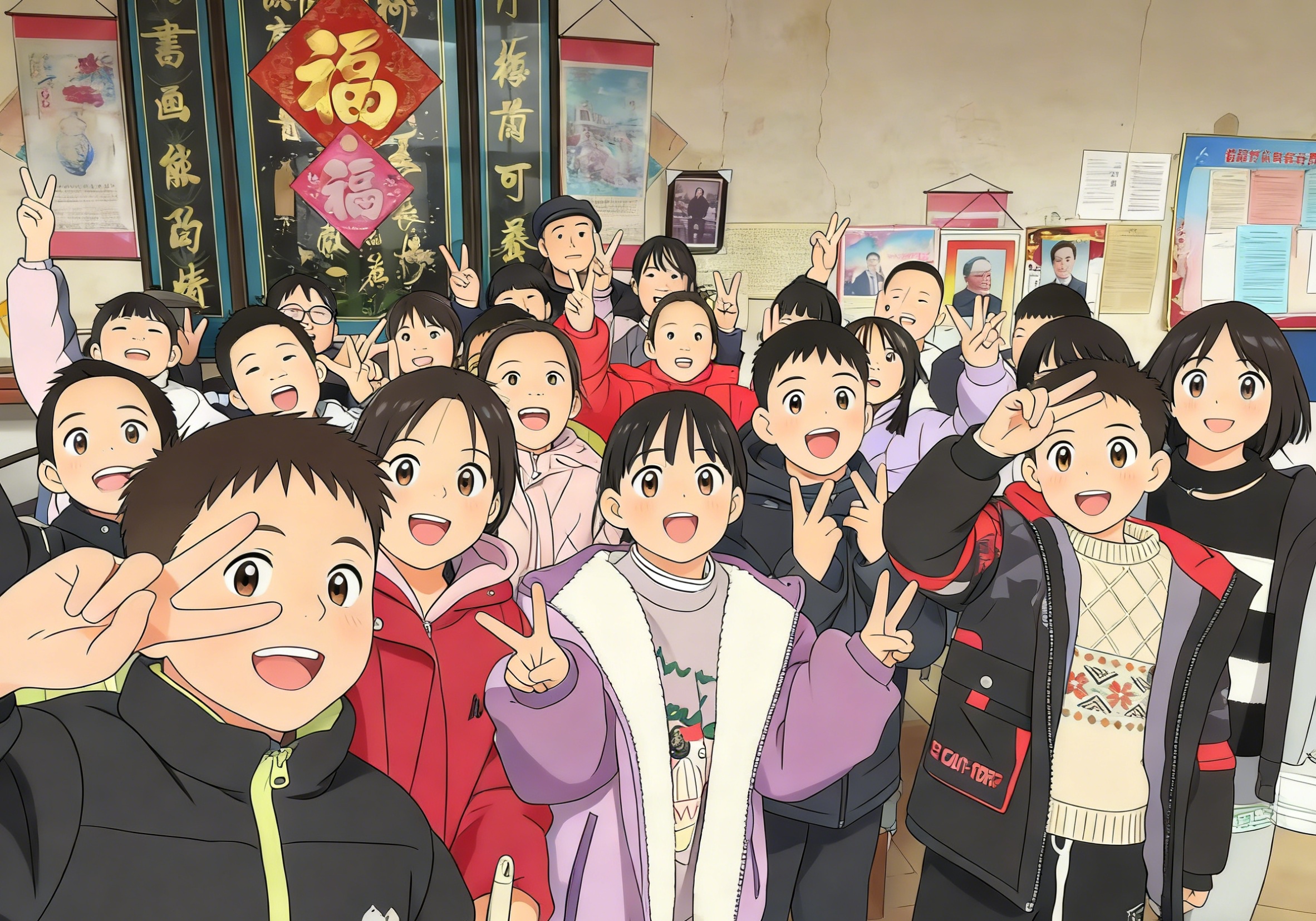 孩子们的笑脸和课堂合影