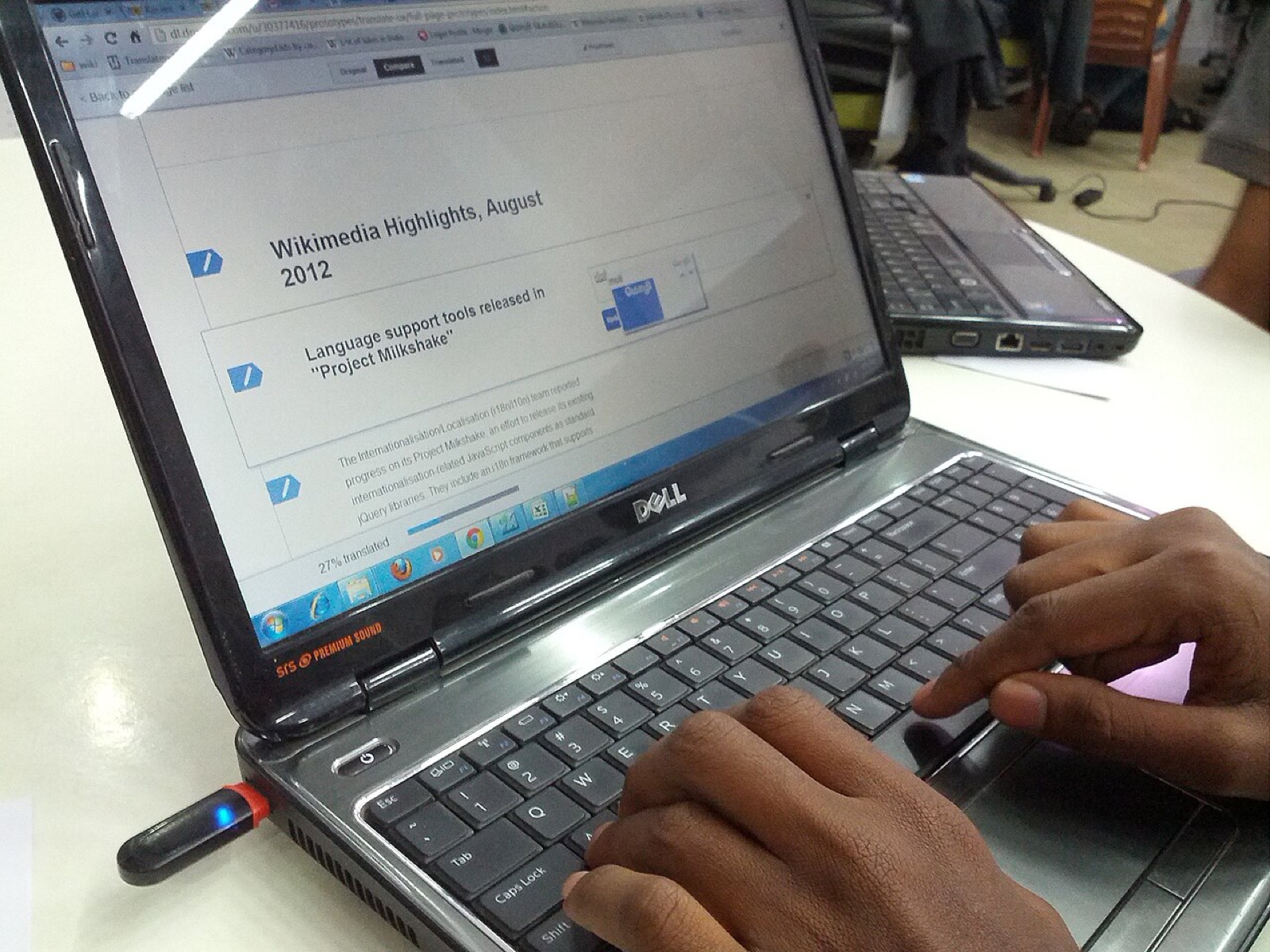 At Bangalore DevCamp, a participant operates a new translation application during a usability test