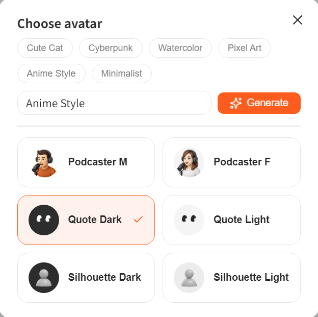 Avatar style settings