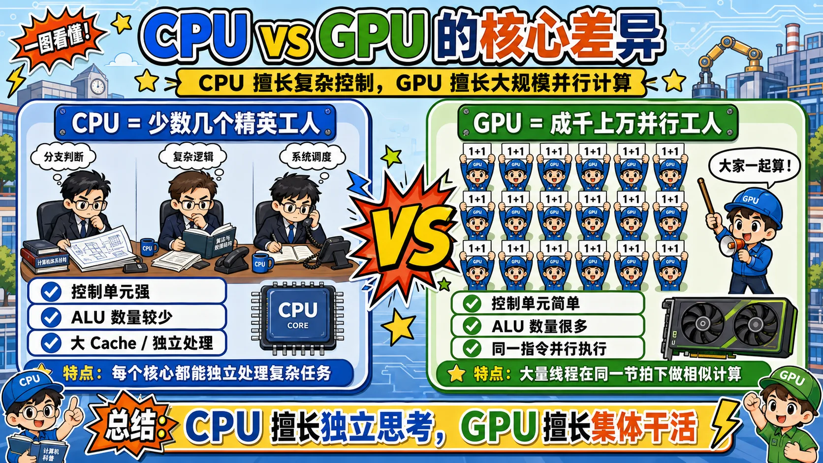 CPU vs GPU 工人对比