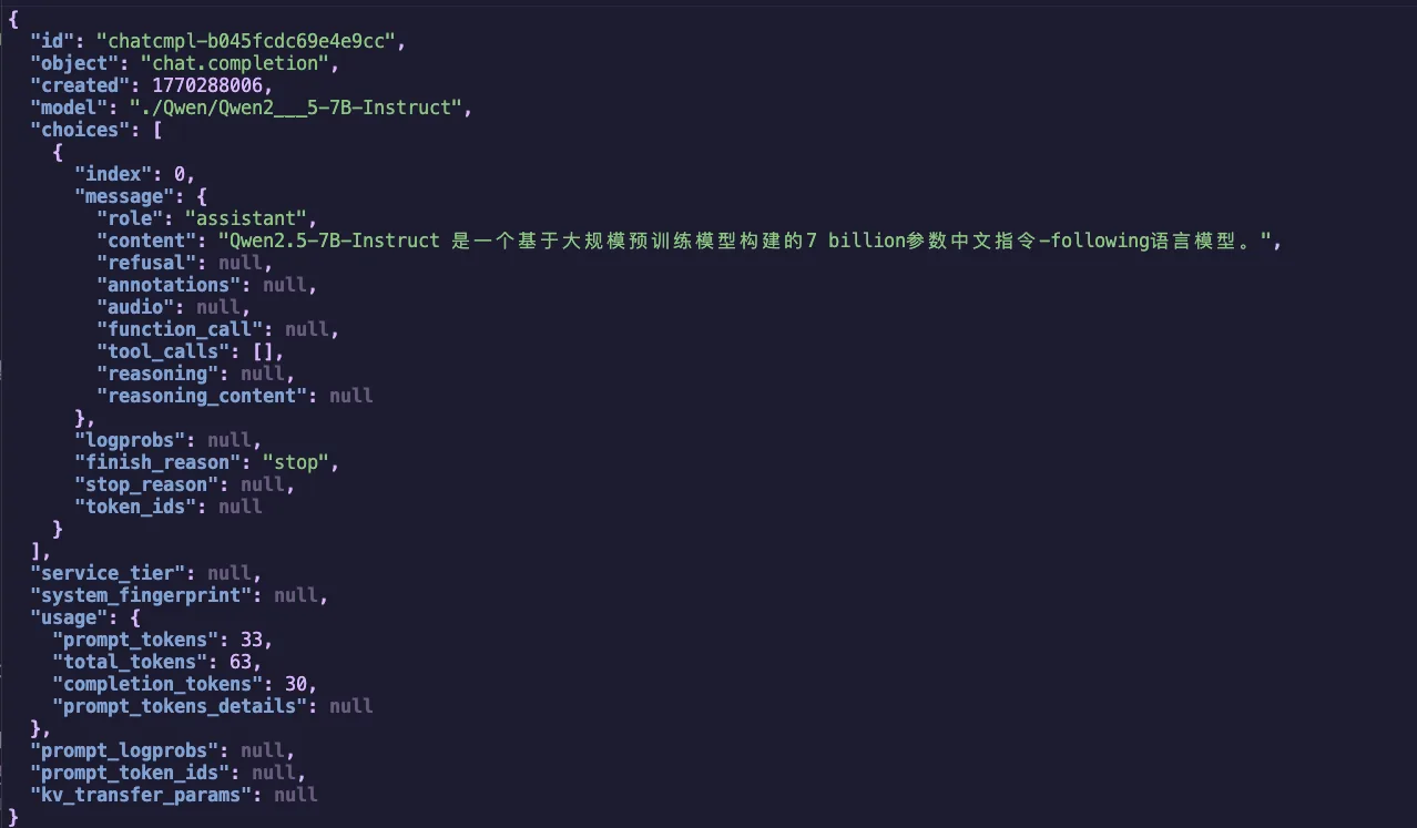 图1.3 Qwen2.5-7B-Instruct vLLM 推理结果